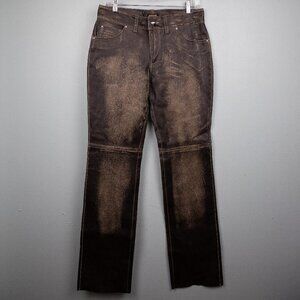 Manuel Cuevas black distressed leather bootcut pants-8